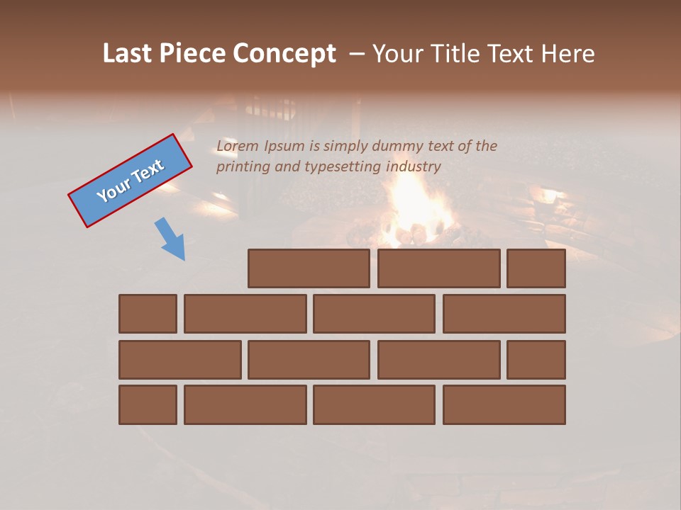 A Fire Pit In A Backyard With Steps Leading Up To It PowerPoint Template