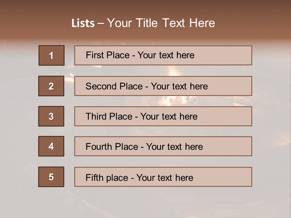 A Fire Pit In A Backyard With Steps Leading Up To It PowerPoint Template
