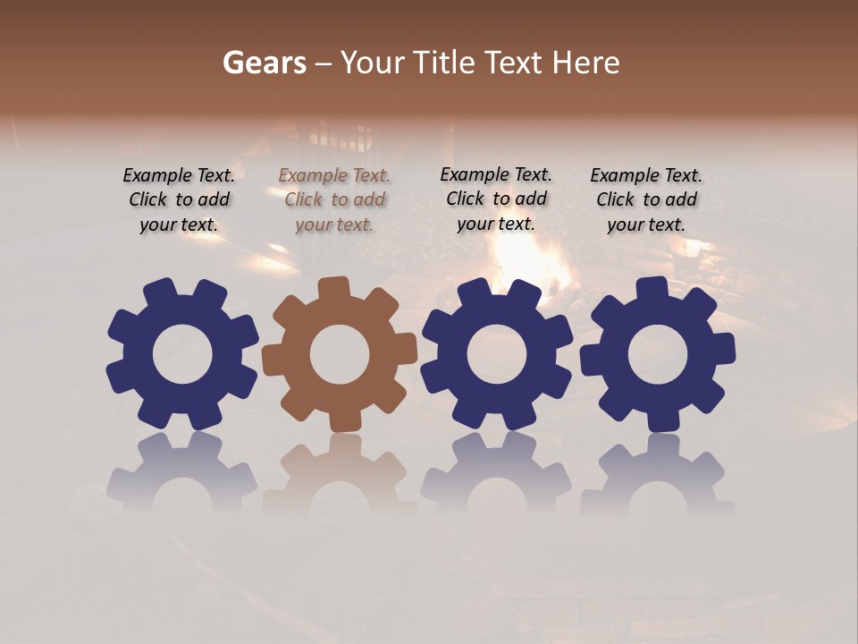 A Fire Pit In A Backyard With Steps Leading Up To It PowerPoint Template