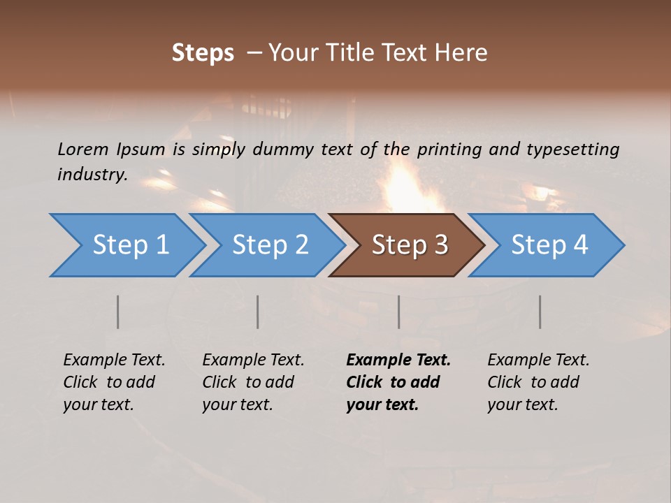 A Fire Pit In A Backyard With Steps Leading Up To It PowerPoint Template