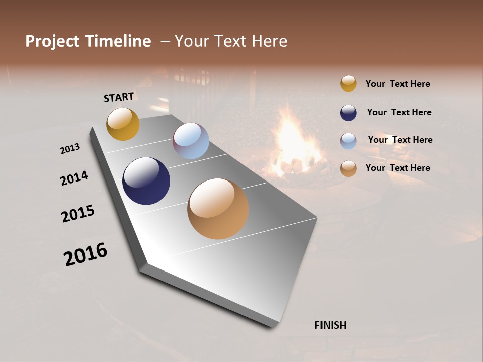 A Fire Pit In A Backyard With Steps Leading Up To It PowerPoint Template