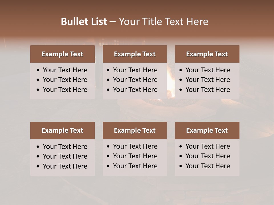 A Fire Pit In A Backyard With Steps Leading Up To It PowerPoint Template