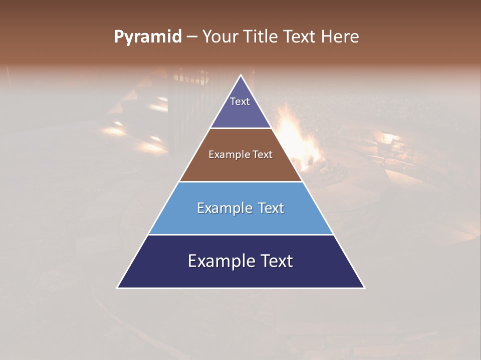 A Fire Pit In A Backyard With Steps Leading Up To It PowerPoint Template