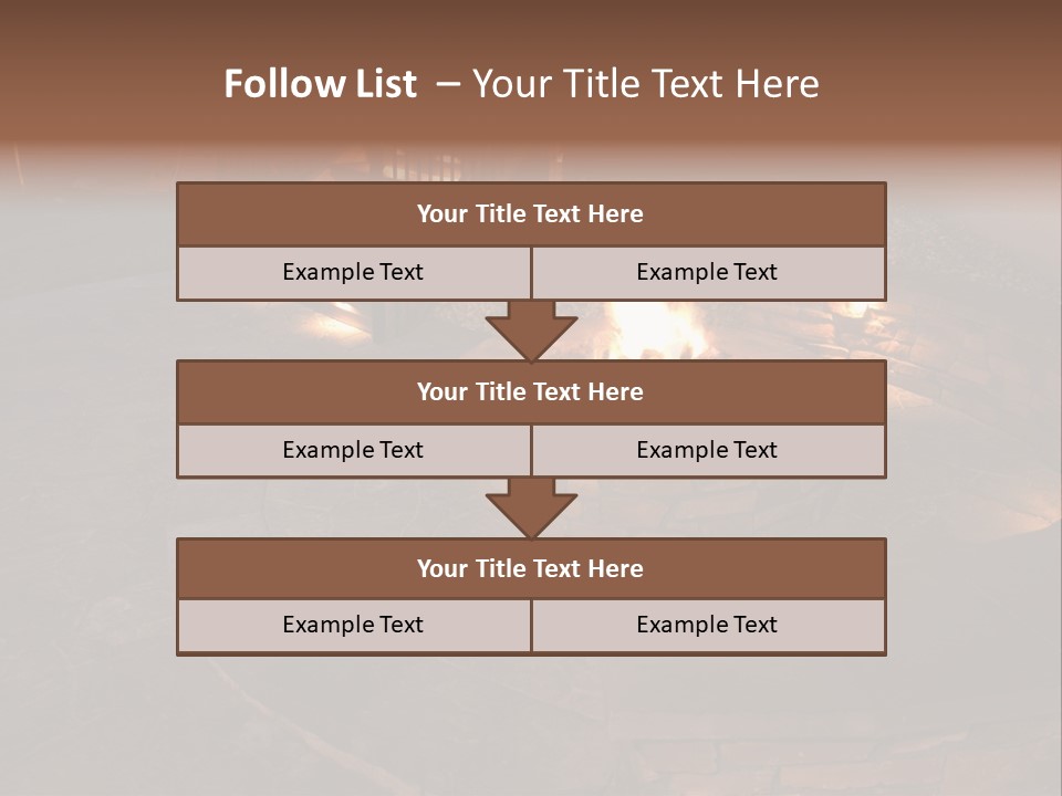A Fire Pit In A Backyard With Steps Leading Up To It PowerPoint Template
