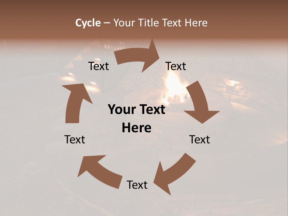 A Fire Pit In A Backyard With Steps Leading Up To It PowerPoint Template