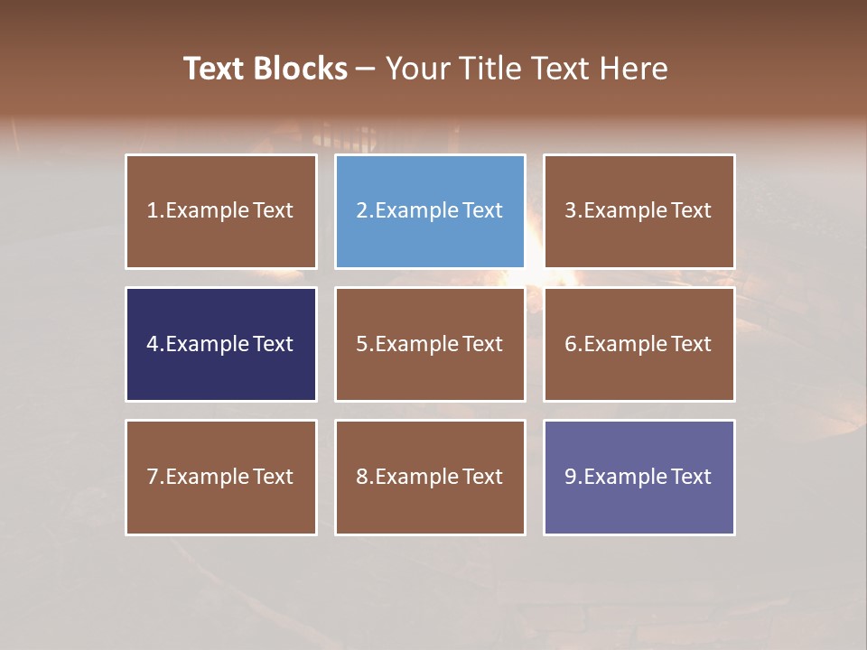 A Fire Pit In A Backyard With Steps Leading Up To It PowerPoint Template