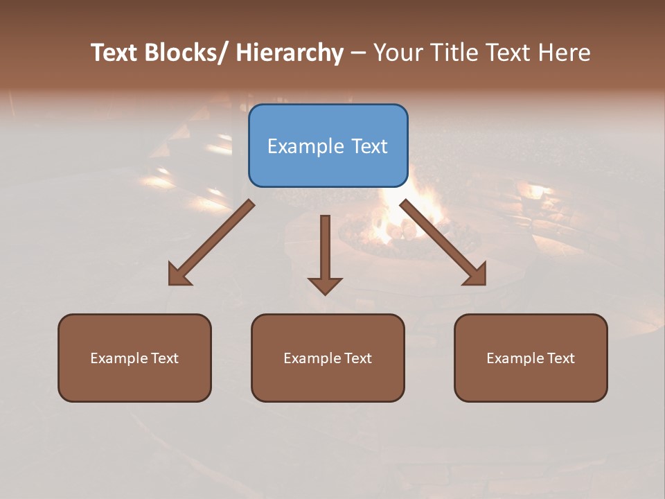 A Fire Pit In A Backyard With Steps Leading Up To It PowerPoint Template