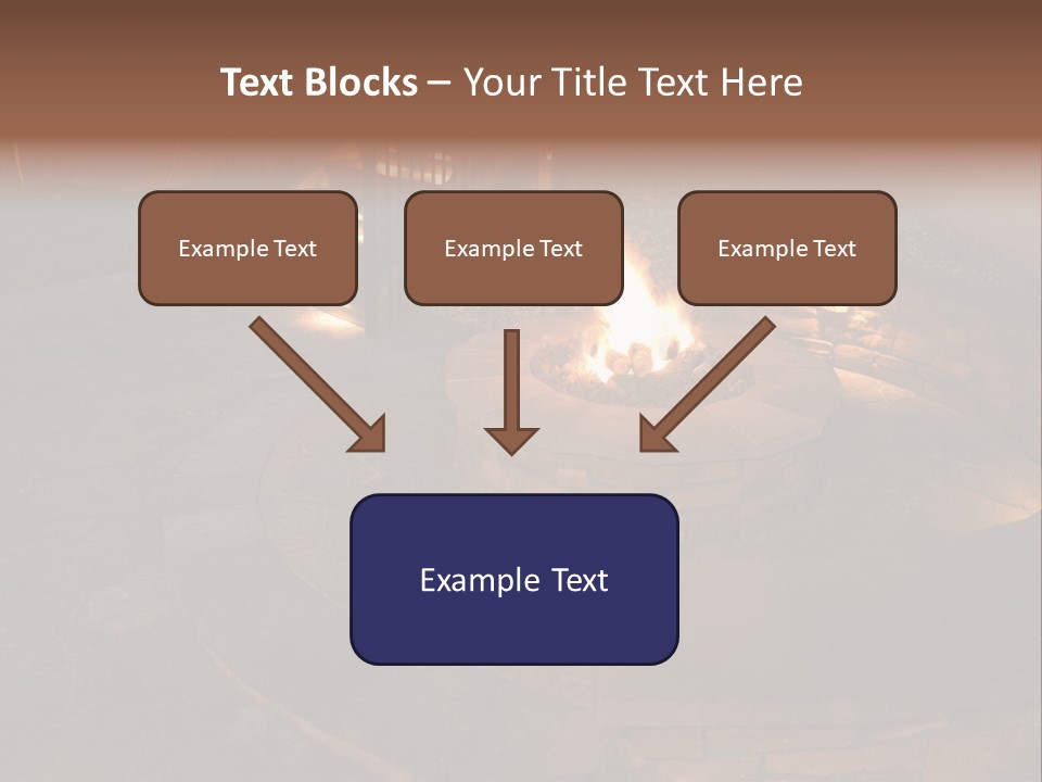 A Fire Pit In A Backyard With Steps Leading Up To It PowerPoint Template