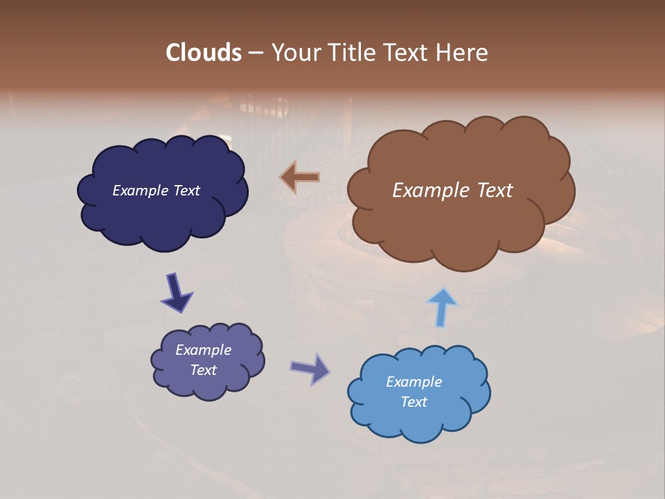 A Fire Pit In A Backyard With Steps Leading Up To It PowerPoint Template