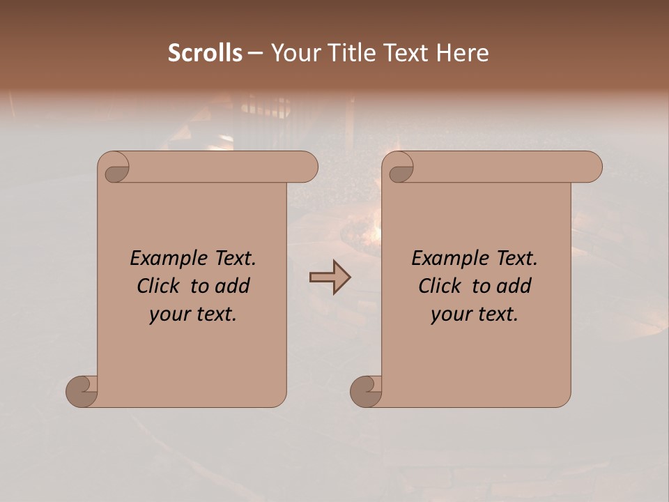 A Fire Pit In A Backyard With Steps Leading Up To It PowerPoint Template