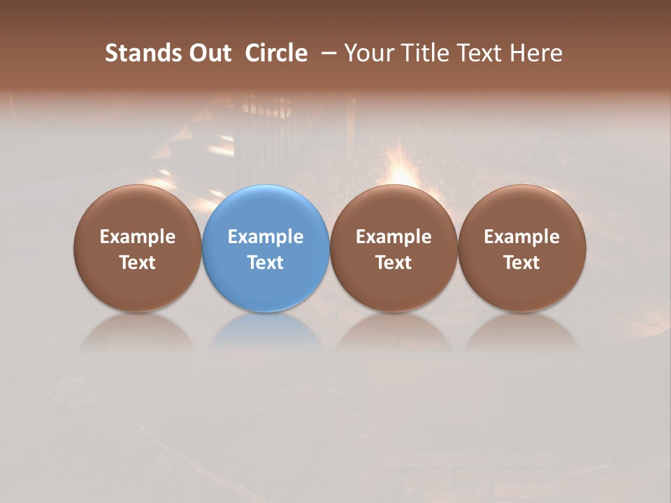 A Fire Pit In A Backyard With Steps Leading Up To It PowerPoint Template