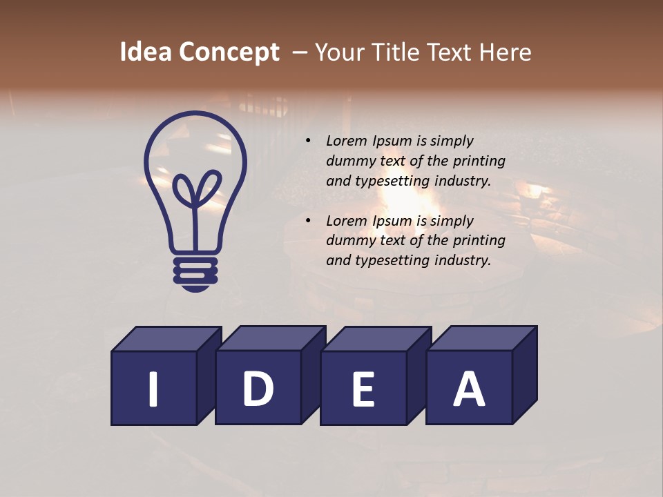 A Fire Pit In A Backyard With Steps Leading Up To It PowerPoint Template