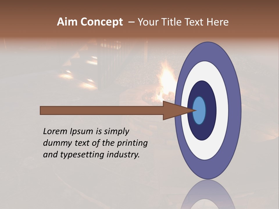 A Fire Pit In A Backyard With Steps Leading Up To It PowerPoint Template