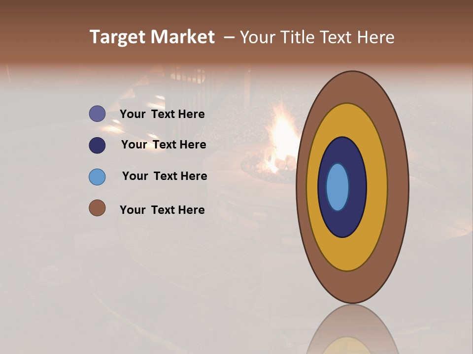 A Fire Pit In A Backyard With Steps Leading Up To It PowerPoint Template