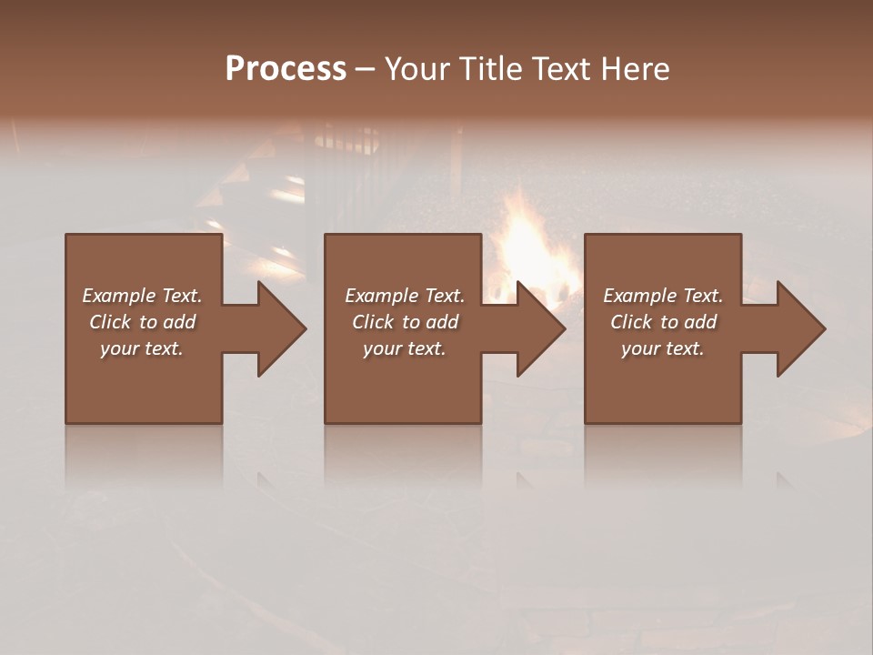 A Fire Pit In A Backyard With Steps Leading Up To It PowerPoint Template