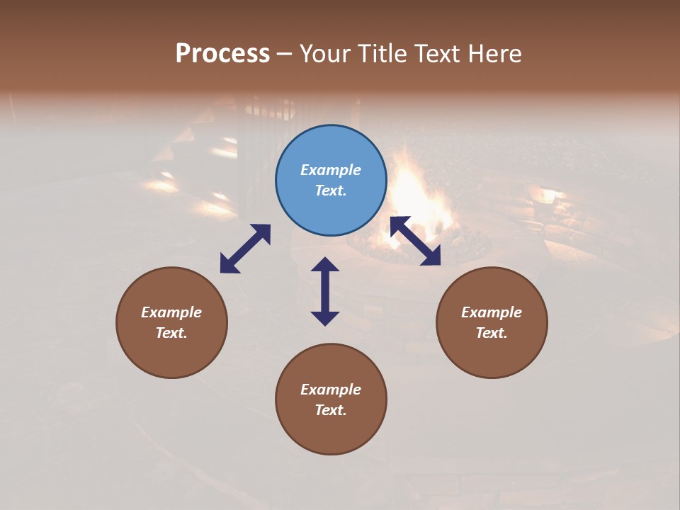 A Fire Pit In A Backyard With Steps Leading Up To It PowerPoint Template