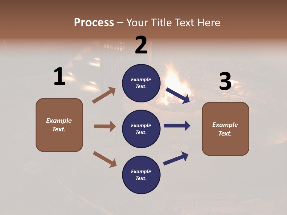 A Fire Pit In A Backyard With Steps Leading Up To It PowerPoint Template