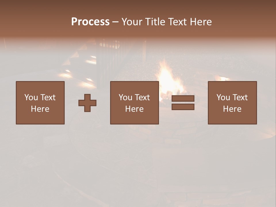 A Fire Pit In A Backyard With Steps Leading Up To It PowerPoint Template