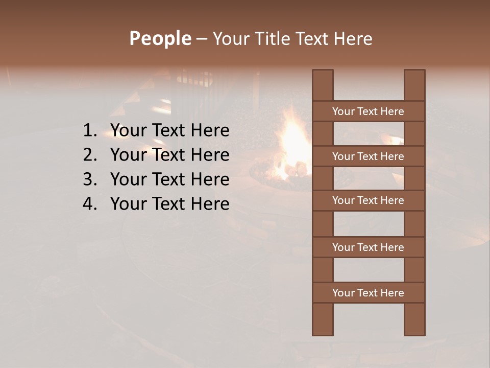 A Fire Pit In A Backyard With Steps Leading Up To It PowerPoint Template