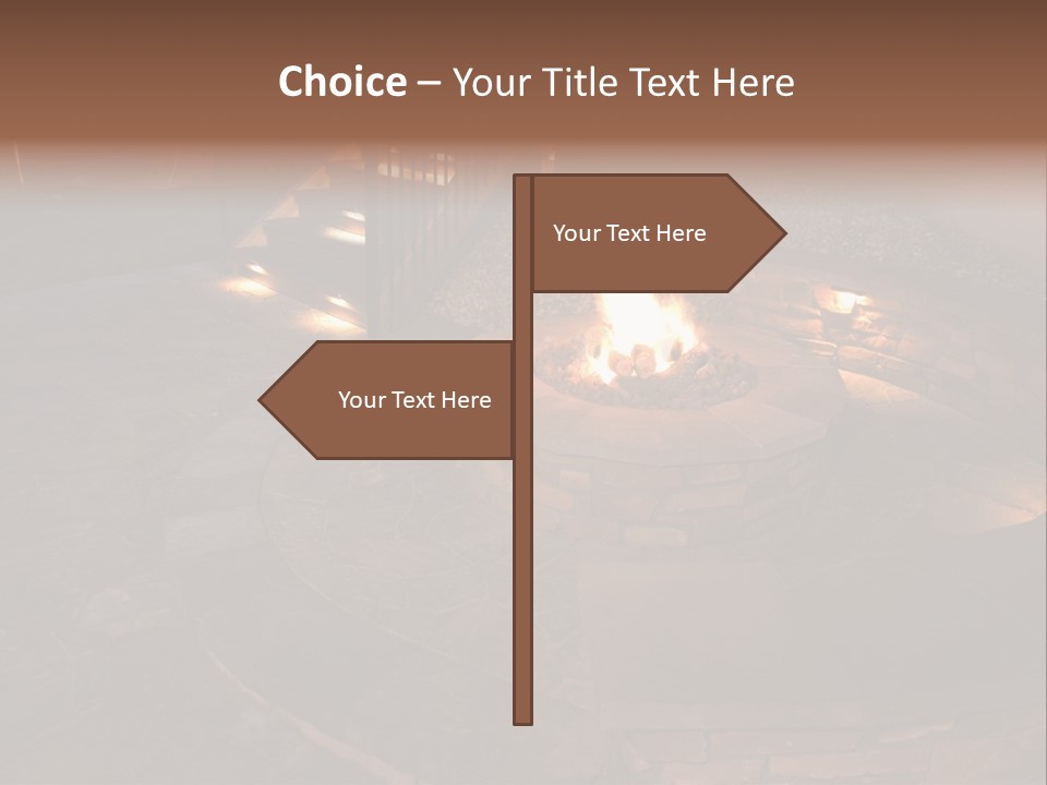 A Fire Pit In A Backyard With Steps Leading Up To It PowerPoint Template