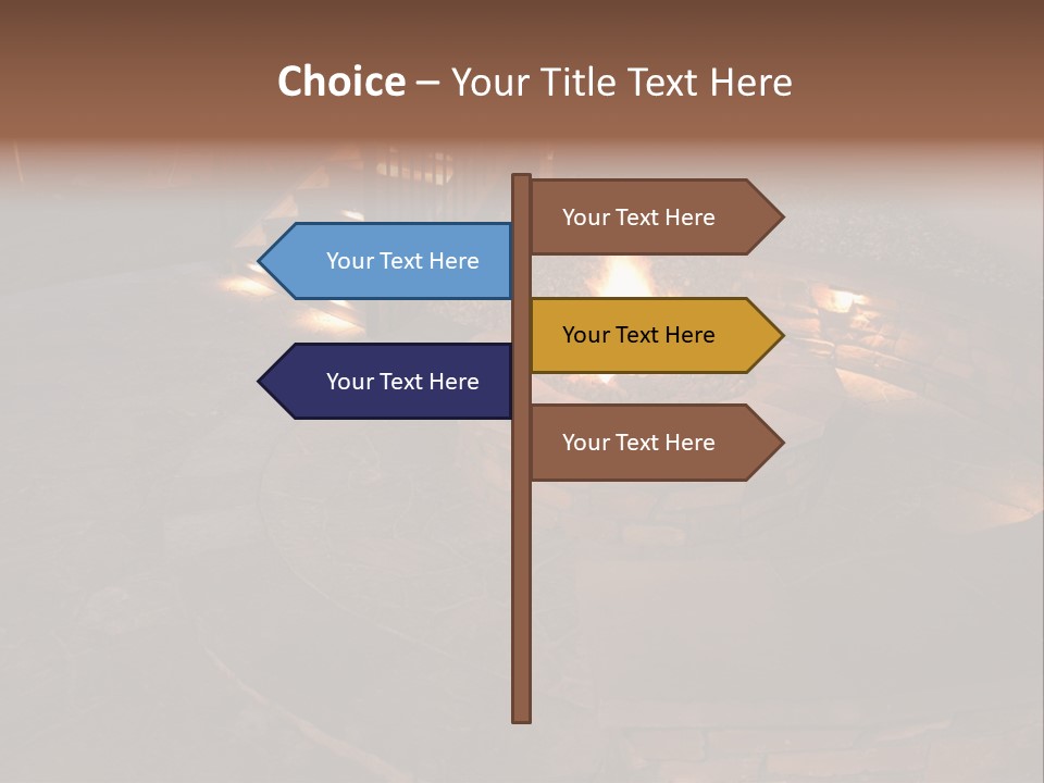 A Fire Pit In A Backyard With Steps Leading Up To It PowerPoint Template