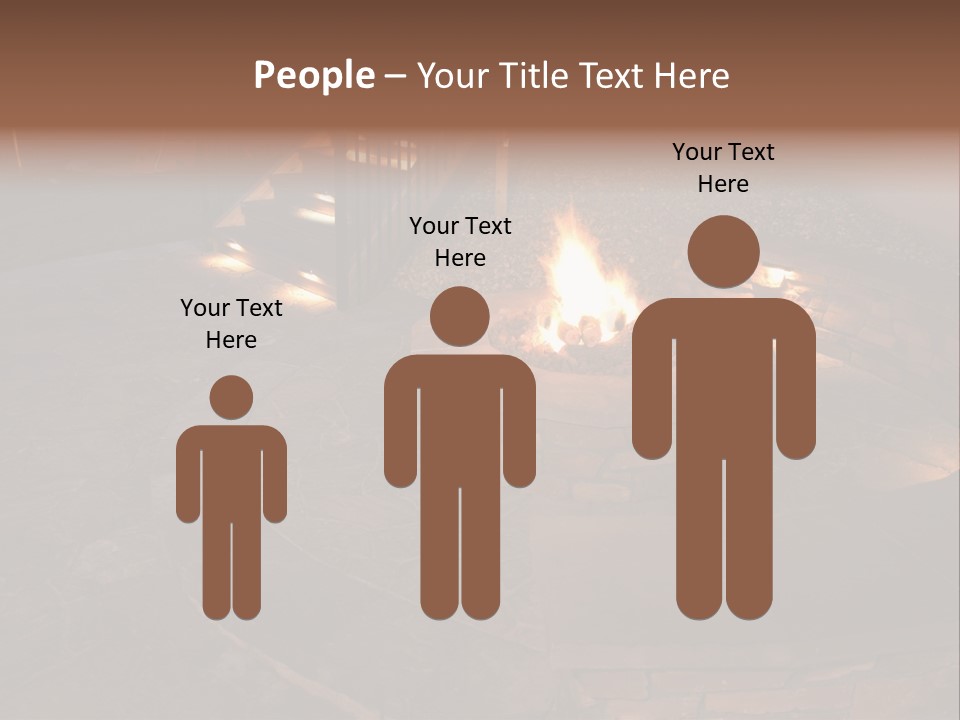 A Fire Pit In A Backyard With Steps Leading Up To It PowerPoint Template