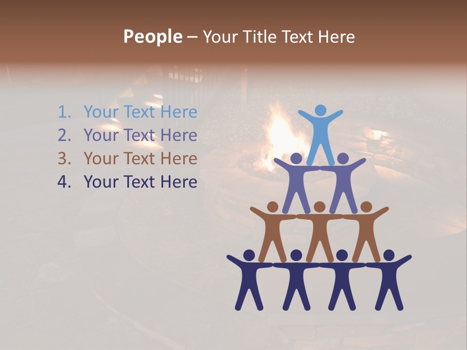 A Fire Pit In A Backyard With Steps Leading Up To It PowerPoint Template