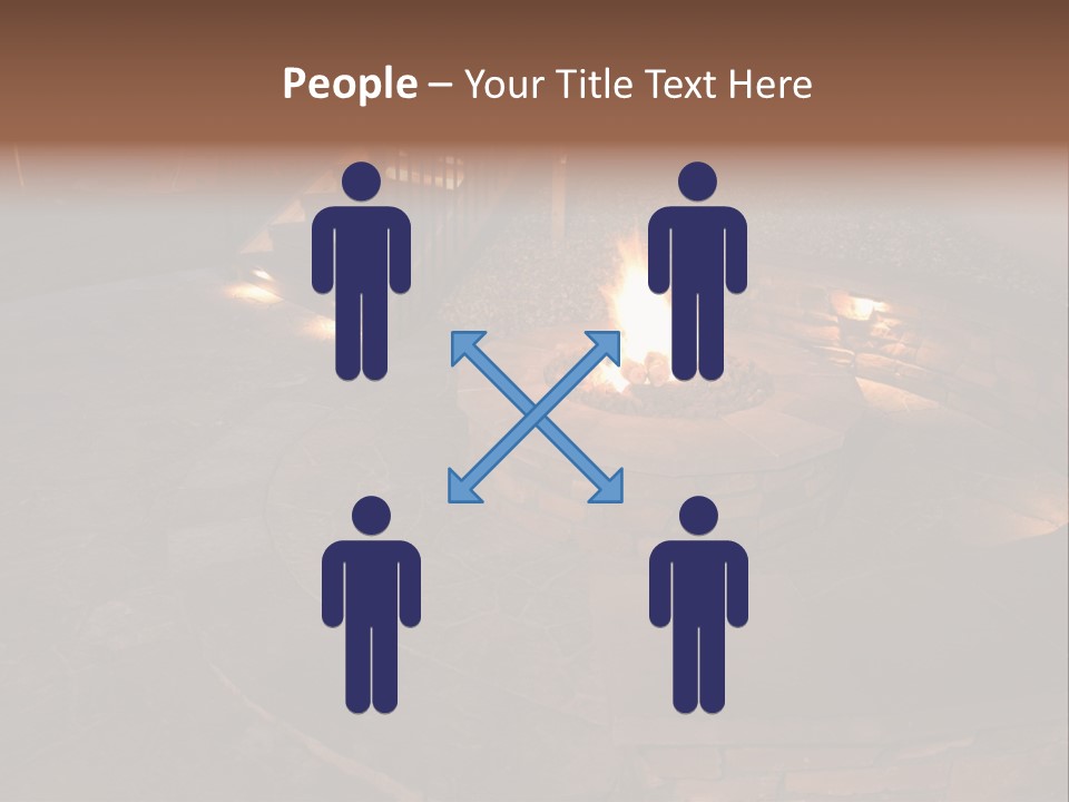 A Fire Pit In A Backyard With Steps Leading Up To It PowerPoint Template