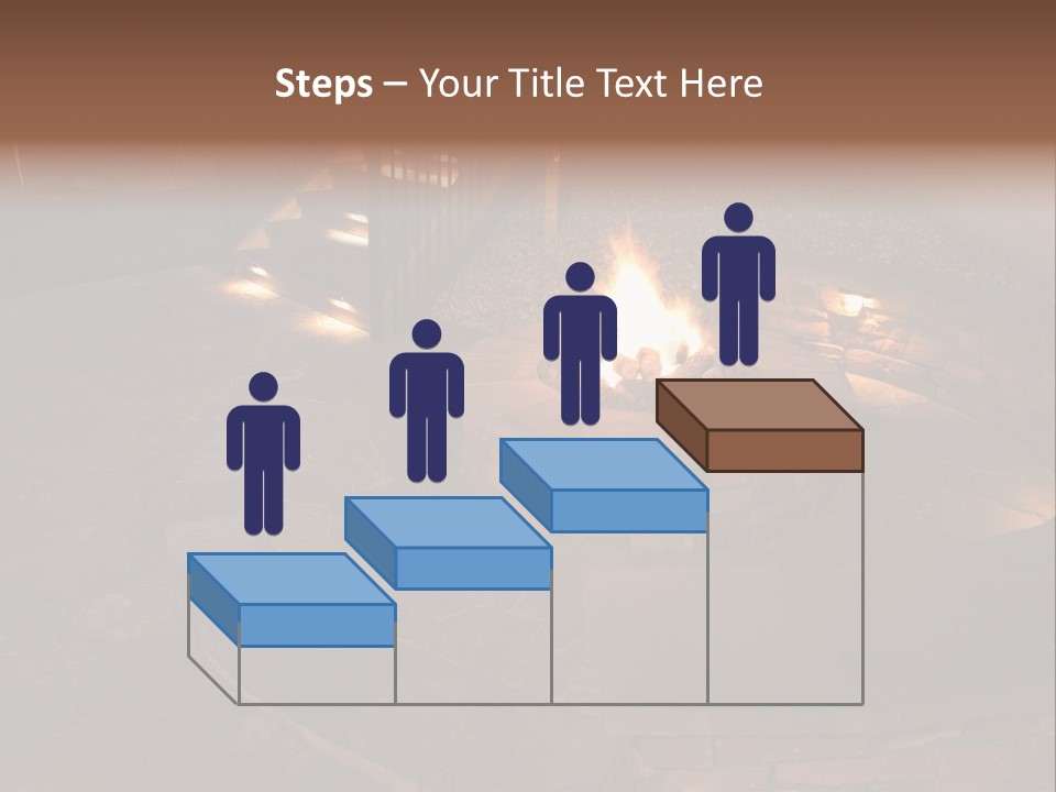 A Fire Pit In A Backyard With Steps Leading Up To It PowerPoint Template