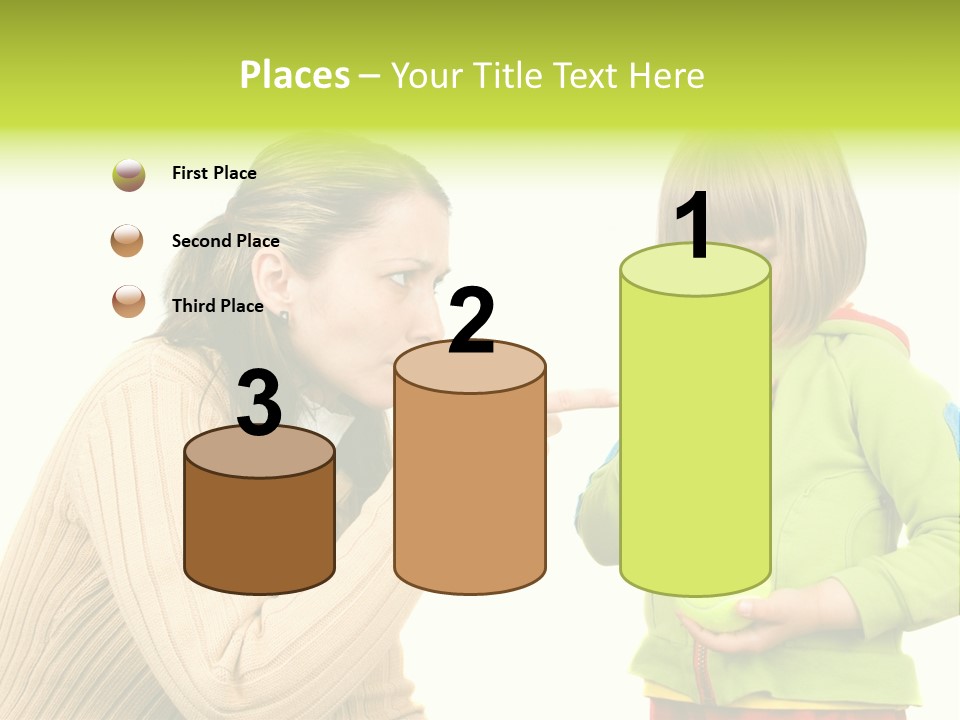 A Woman Pointing At A Child Holding A Tennis Ball PowerPoint Template