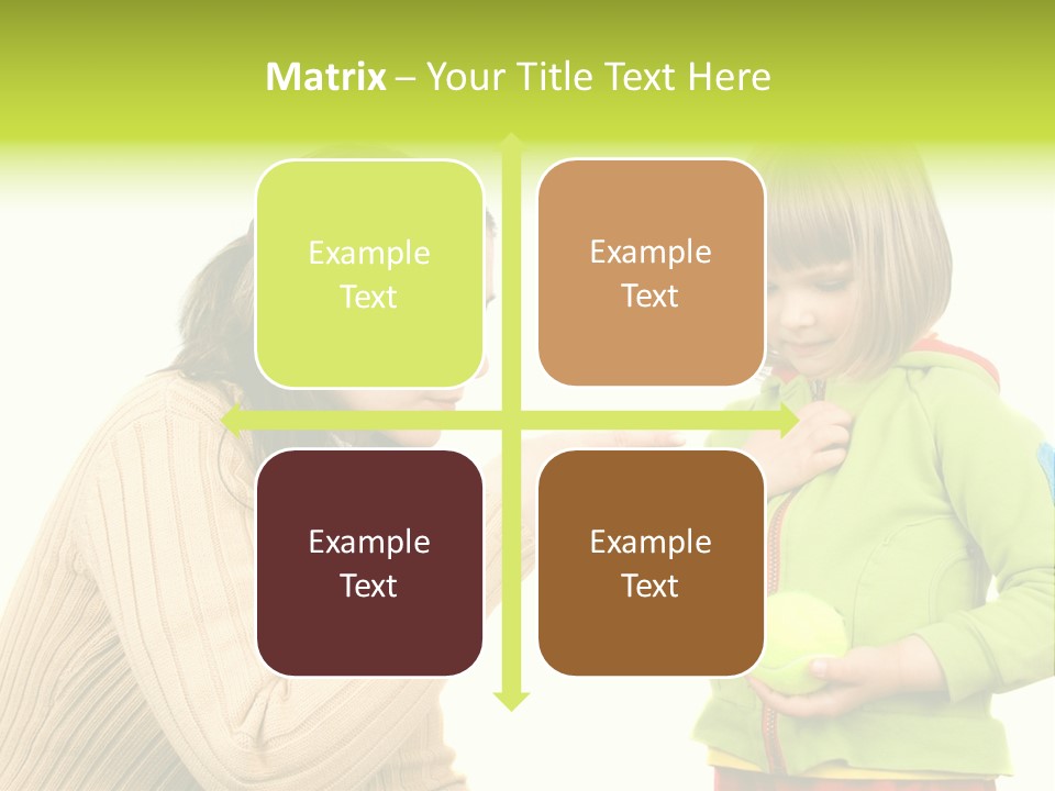 A Woman Pointing At A Child Holding A Tennis Ball PowerPoint Template