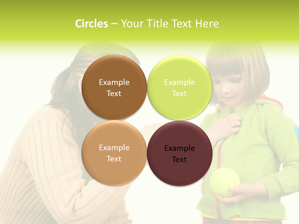 A Woman Pointing At A Child Holding A Tennis Ball PowerPoint Template