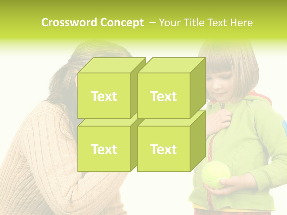 A Woman Pointing At A Child Holding A Tennis Ball PowerPoint Template