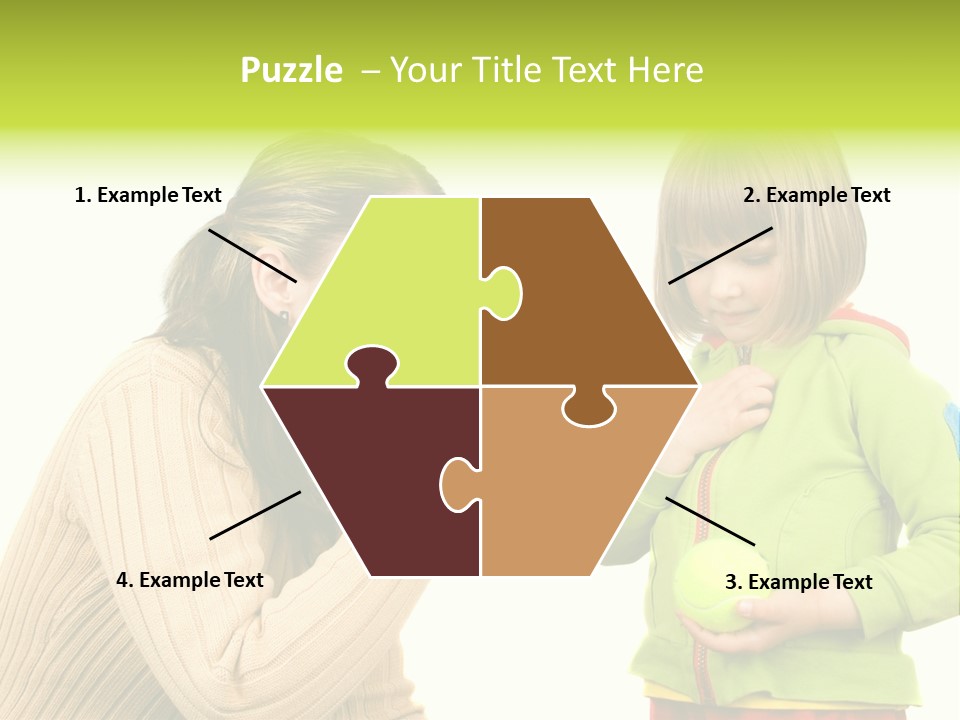 A Woman Pointing At A Child Holding A Tennis Ball PowerPoint Template