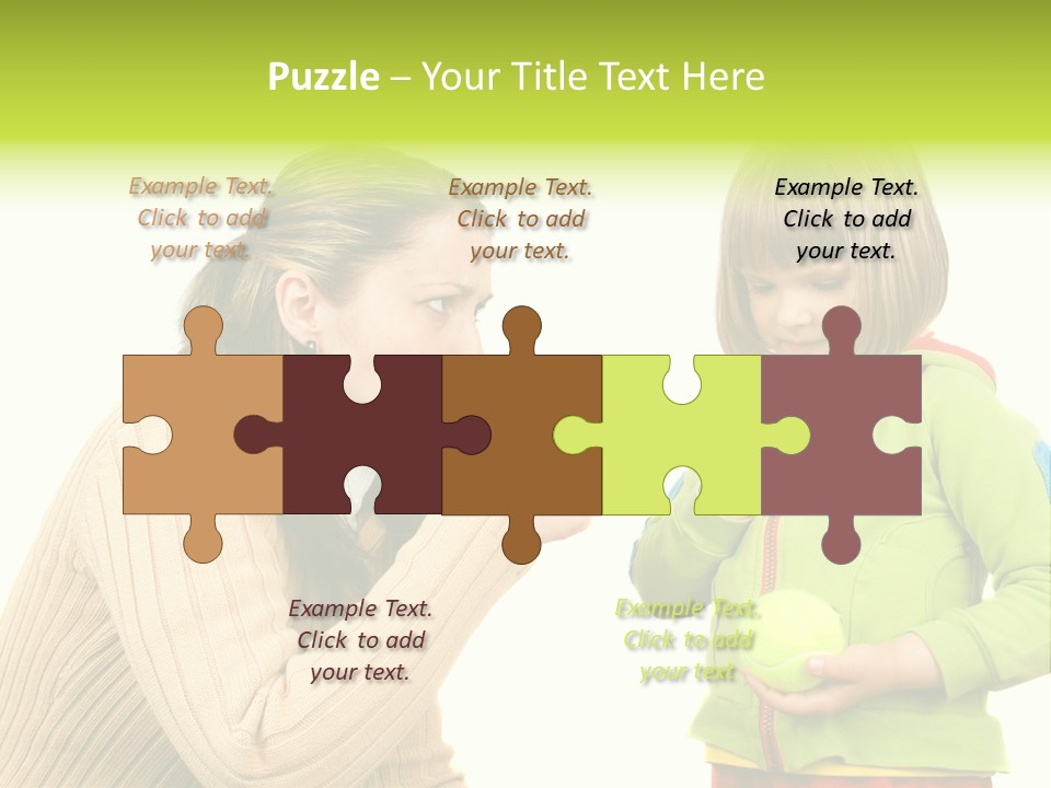 A Woman Pointing At A Child Holding A Tennis Ball PowerPoint Template