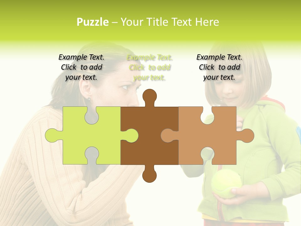 A Woman Pointing At A Child Holding A Tennis Ball PowerPoint Template