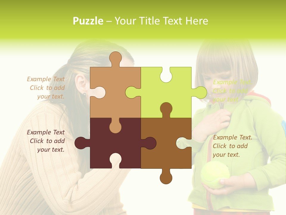 A Woman Pointing At A Child Holding A Tennis Ball PowerPoint Template