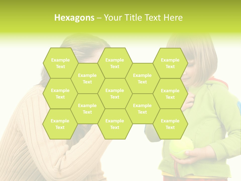 A Woman Pointing At A Child Holding A Tennis Ball PowerPoint Template