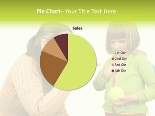 A Woman Pointing At A Child Holding A Tennis Ball PowerPoint Template