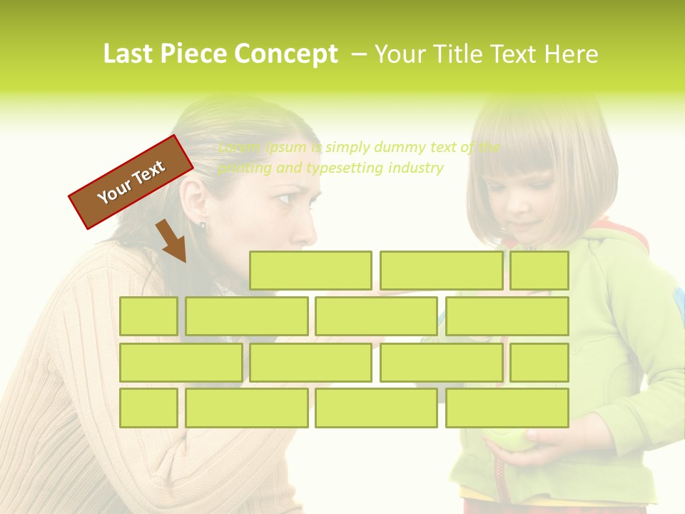 A Woman Pointing At A Child Holding A Tennis Ball PowerPoint Template