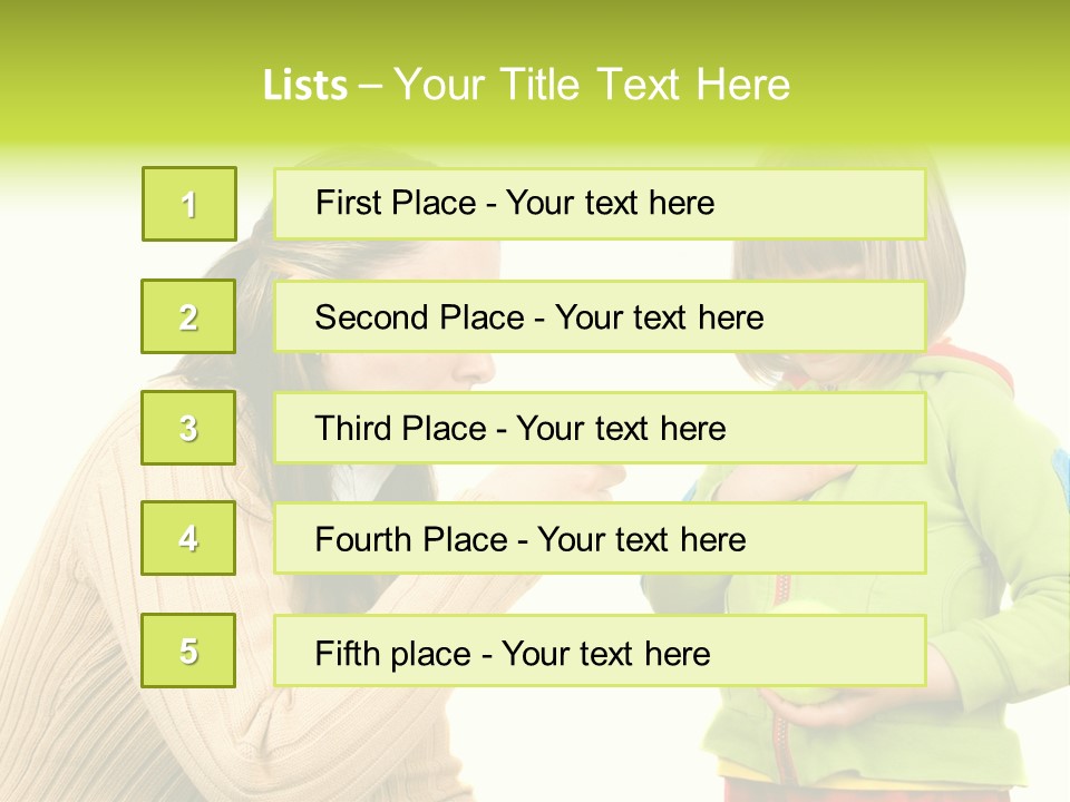 A Woman Pointing At A Child Holding A Tennis Ball PowerPoint Template