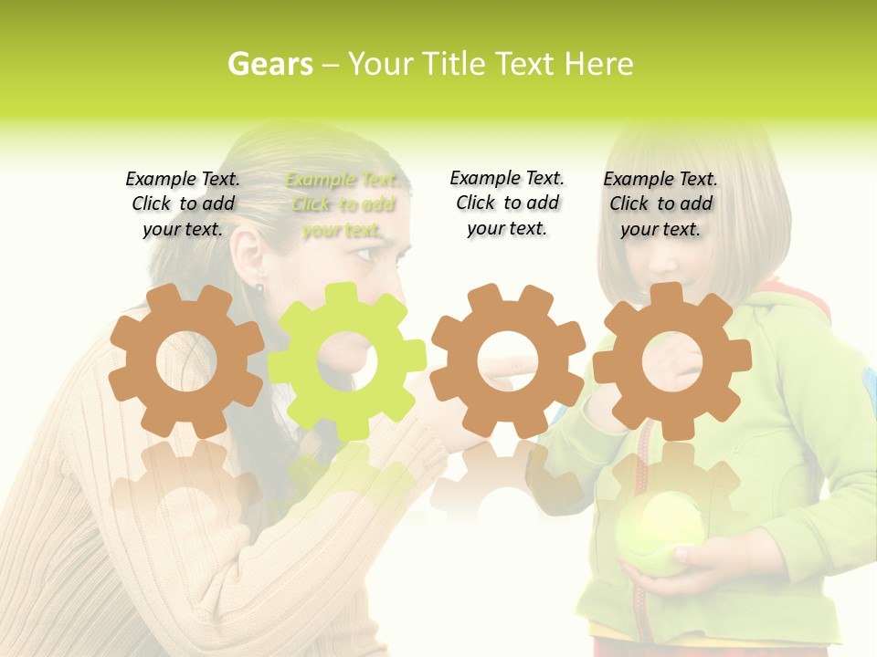 A Woman Pointing At A Child Holding A Tennis Ball PowerPoint Template