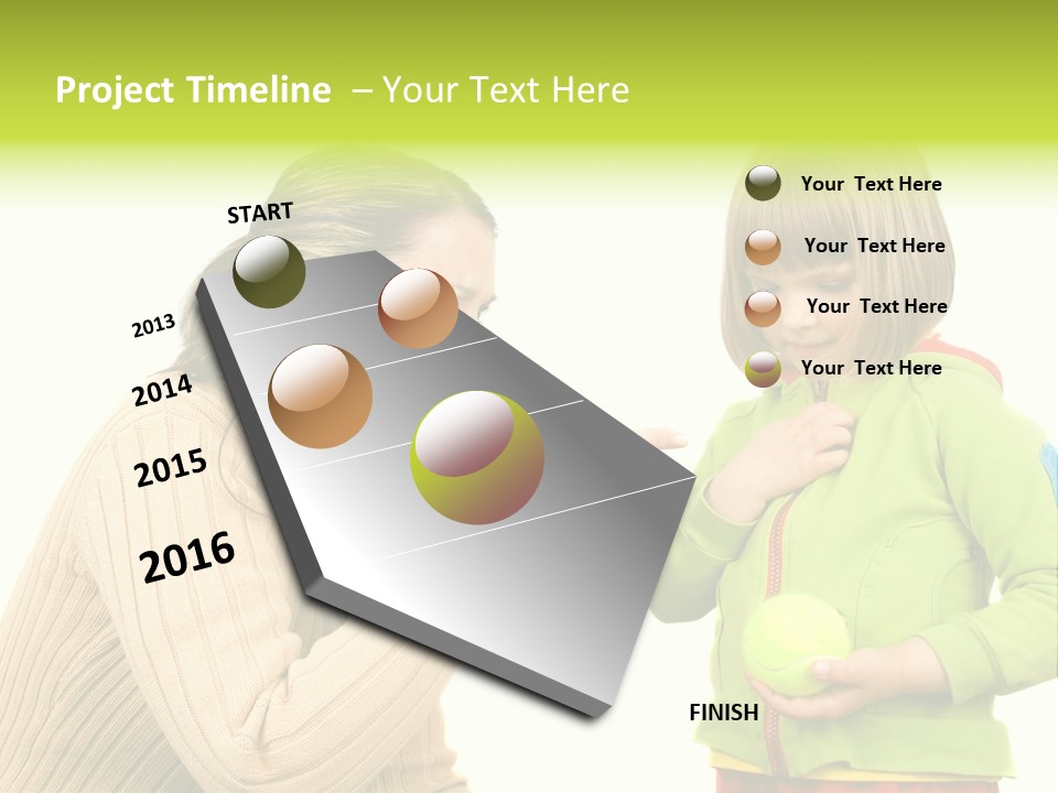 A Woman Pointing At A Child Holding A Tennis Ball PowerPoint Template