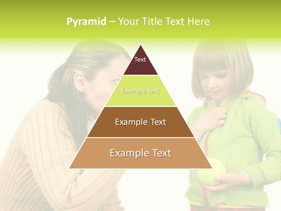 A Woman Pointing At A Child Holding A Tennis Ball PowerPoint Template