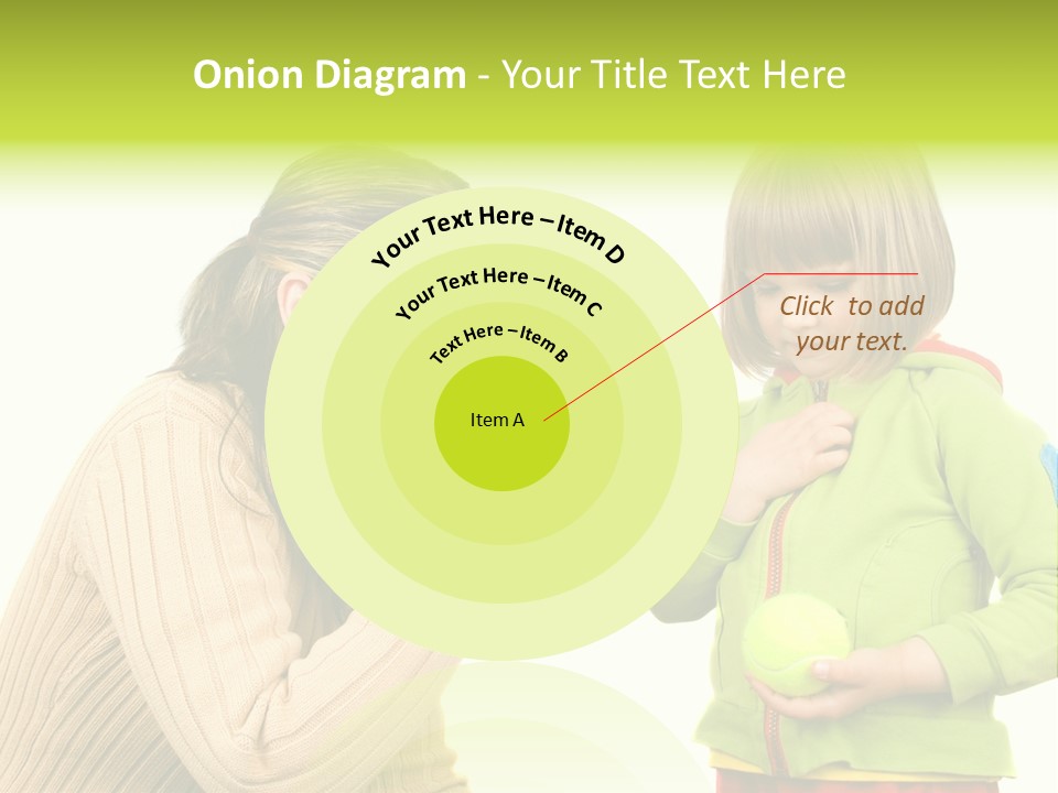 A Woman Pointing At A Child Holding A Tennis Ball PowerPoint Template