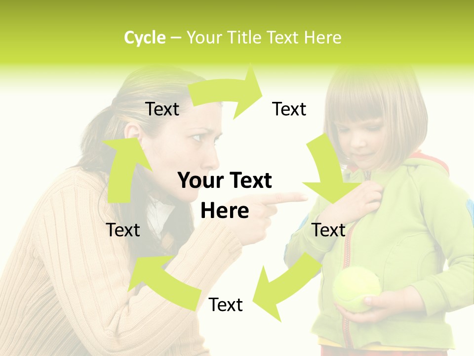 A Woman Pointing At A Child Holding A Tennis Ball PowerPoint Template