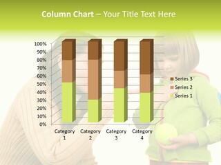 A Woman Pointing At A Child Holding A Tennis Ball PowerPoint Template