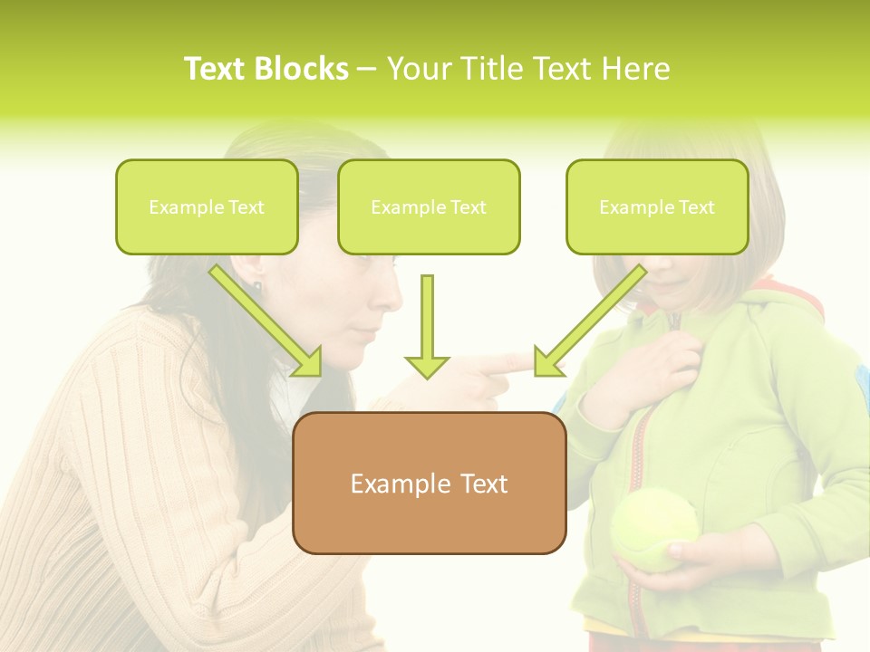 A Woman Pointing At A Child Holding A Tennis Ball PowerPoint Template