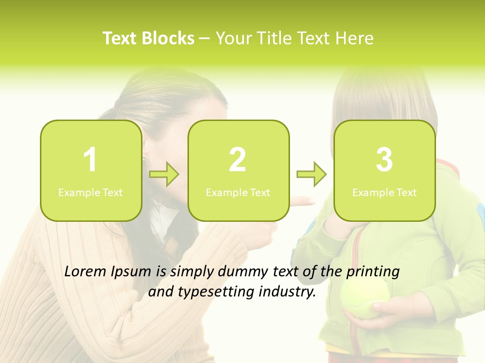 A Woman Pointing At A Child Holding A Tennis Ball PowerPoint Template