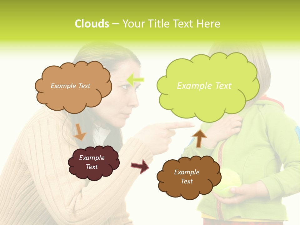 A Woman Pointing At A Child Holding A Tennis Ball PowerPoint Template